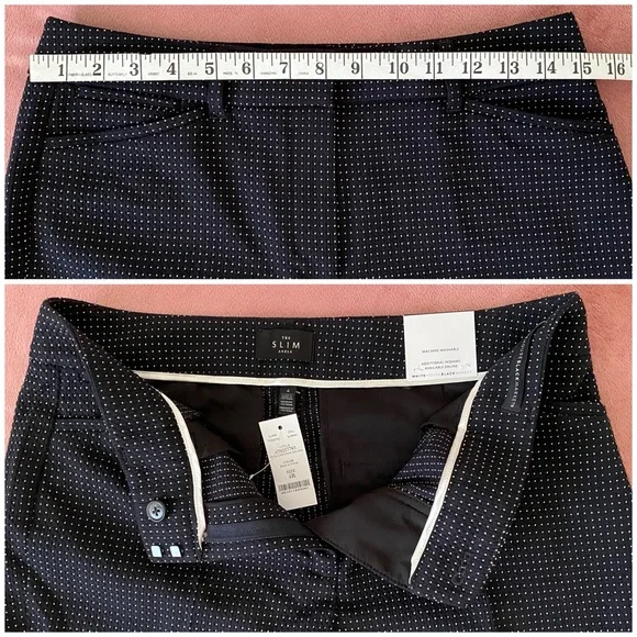 NWT White House Black Market Comfort Stretch Slim Ankle Pants Black White Dots - Picture 6 of 9